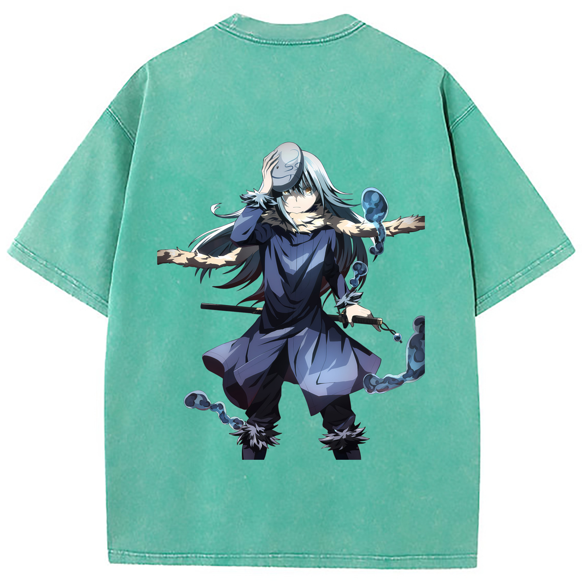 （画像用） 転スラ Regarding Reincarnated to Slime 綿100% ヴィンテージ風 半袖Tシャツ（背面プリント）